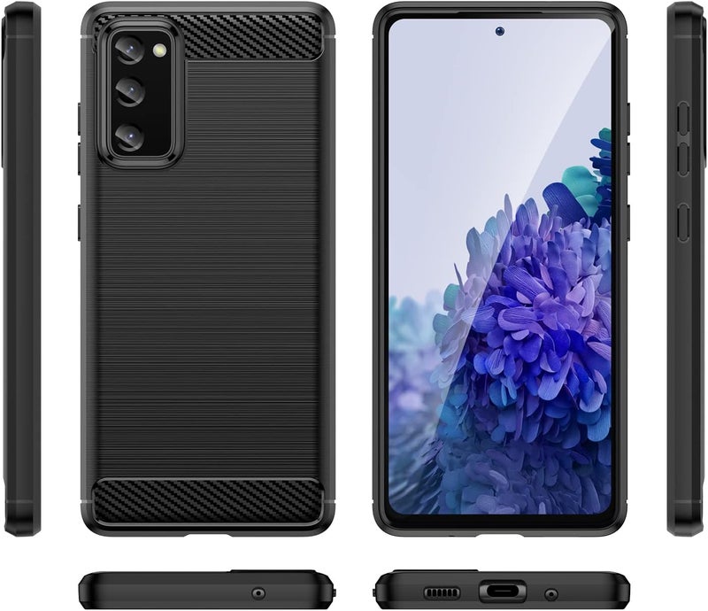 Aikcks for Samsung Galaxy S20 FE 5G/ 4G Phone case, Shockproof, Scratch Resistant Carbon Fiber Jacket, Soft TPU, for Galaxy S20 FE 5G/ 4G case (Black) - Image 2
